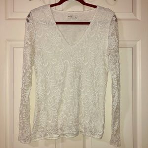 A&F Lace Cream Long Sleeve Top Size: LARGE